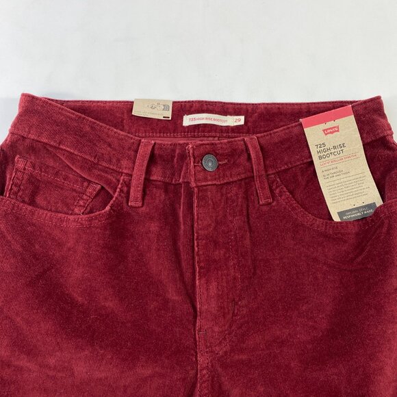 Levis 725 High-Rise Bootcut Womens Corduroy Pants Slim Fit Red Size 29x30 - Picture 7 of 11